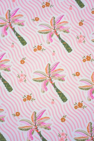 Tissu satin de coton Palmiers