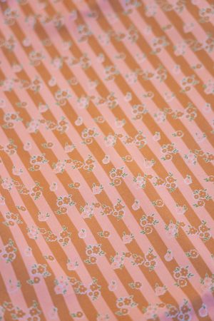 Tissu satin de coton Rayures & Fleurs